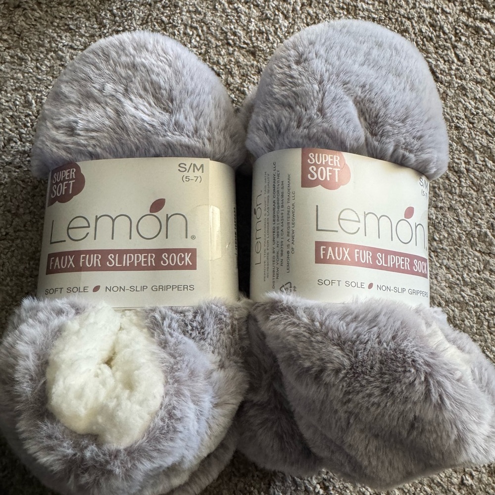 Fluffy gray slippers